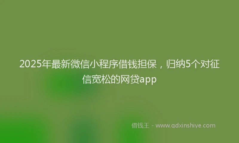 2025年最新微信小程序借钱担保，归纳5个对征信宽松的网贷app