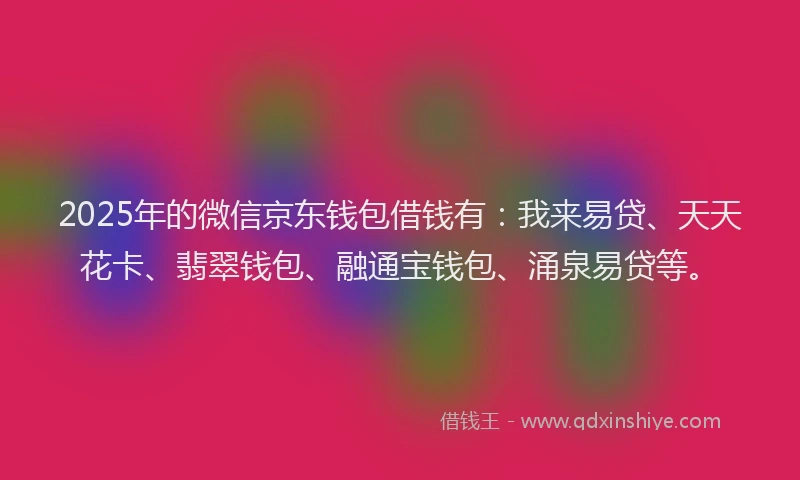 2025年的微信京东钱包借钱有：我来易贷、天天花卡、翡翠钱包、融通宝钱包、涌泉易贷等。
