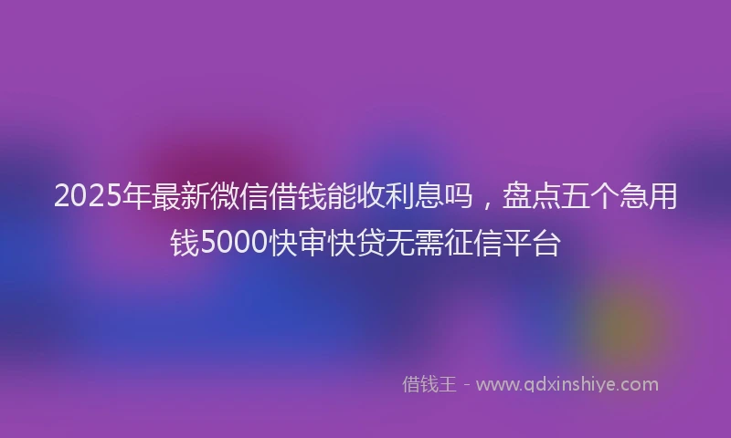 2025年最新微信借钱能收利息吗，盘点五个急用钱5000快审快贷无需征信平台