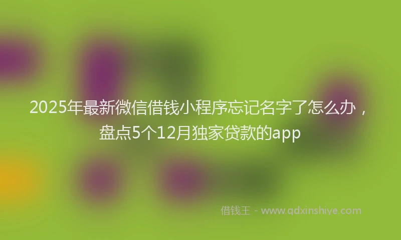 2025年最新微信借钱小程序忘记名字了怎么办，盘点5个12月独家贷款的app