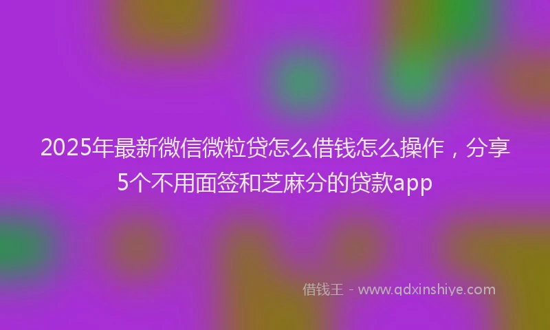 2025年最新微信微粒贷怎么借钱怎么操作，分享5个不用面签和芝麻分的贷款app