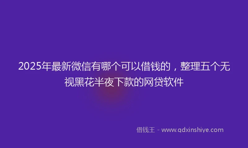 2025年最新微信有哪个可以借钱的，整理五个无视黑花半夜下款的网贷软件