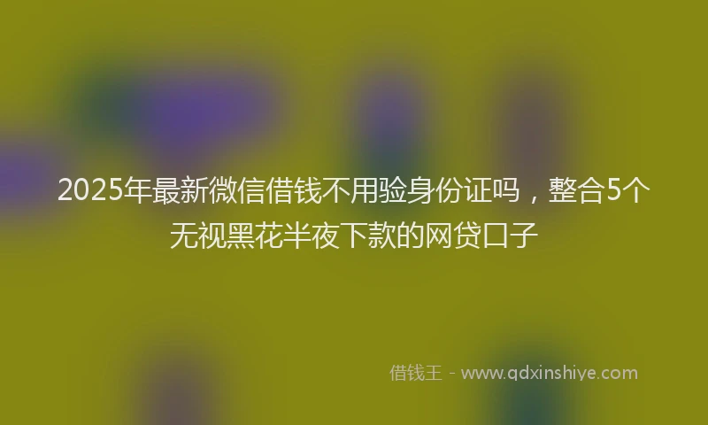2025年最新微信借钱不用验身份证吗，整合5个无视黑花半夜下款的网贷口子