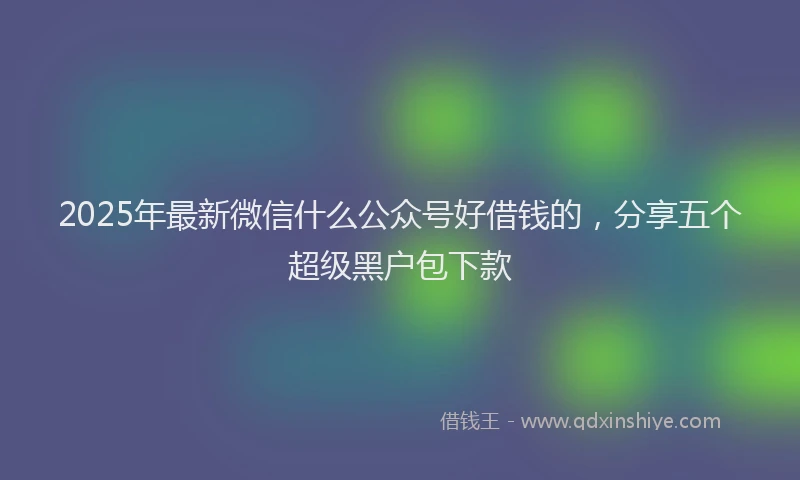 2025年最新微信什么公众号好借钱的，分享五个超级黑户包下款