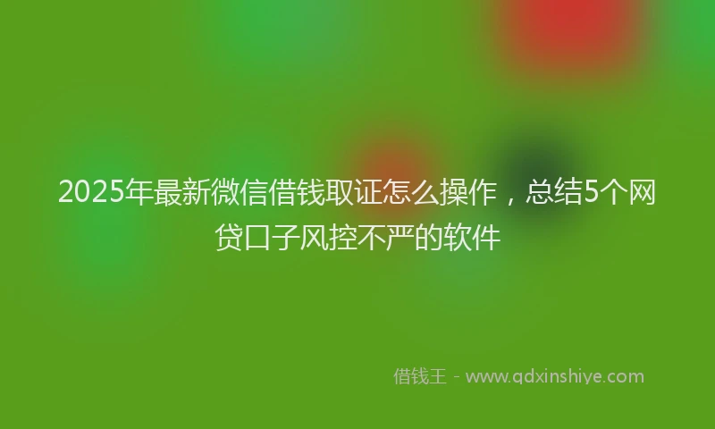 2025年最新微信借钱取证怎么操作，总结5个网贷口子风控不严的软件
