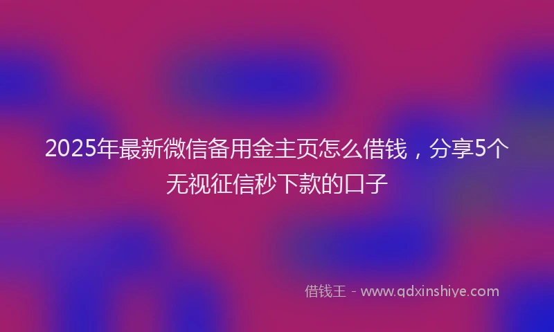 2025年最新微信备用金主页怎么借钱，分享5个无视征信秒下款的口子