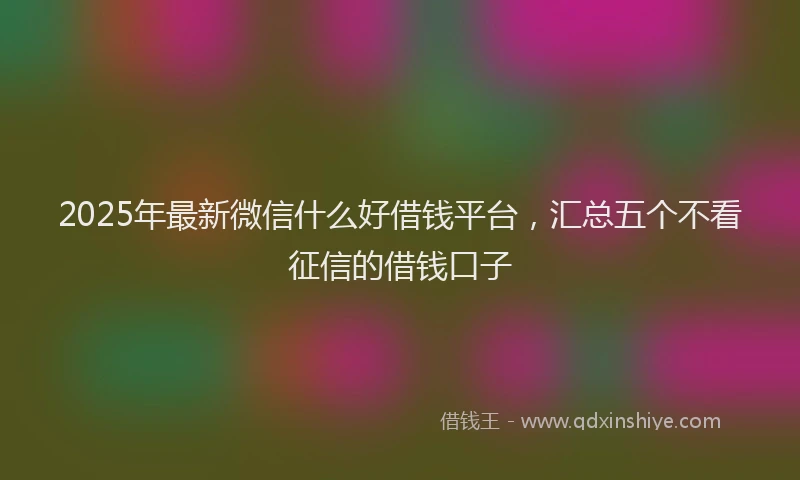 2025年最新微信什么好借钱平台，汇总五个不看征信的借钱口子