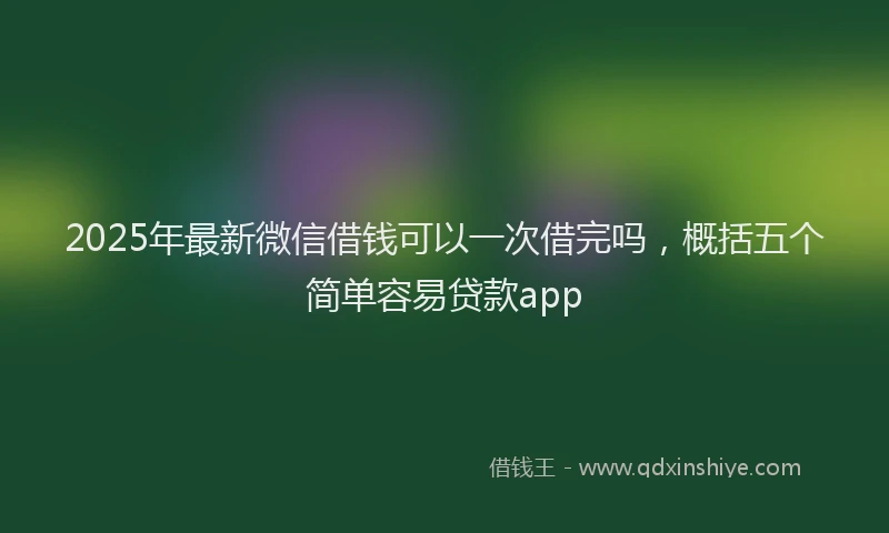 2025年最新微信借钱可以一次借完吗，概括五个简单容易贷款app
