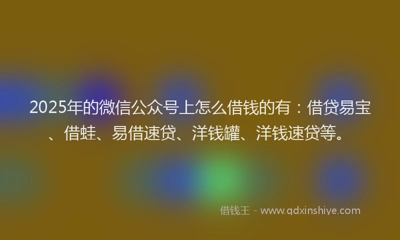 2025年的微信公众号上怎么借钱的有：借贷易宝、借蛙、易借速贷、洋钱罐、洋钱速贷等。