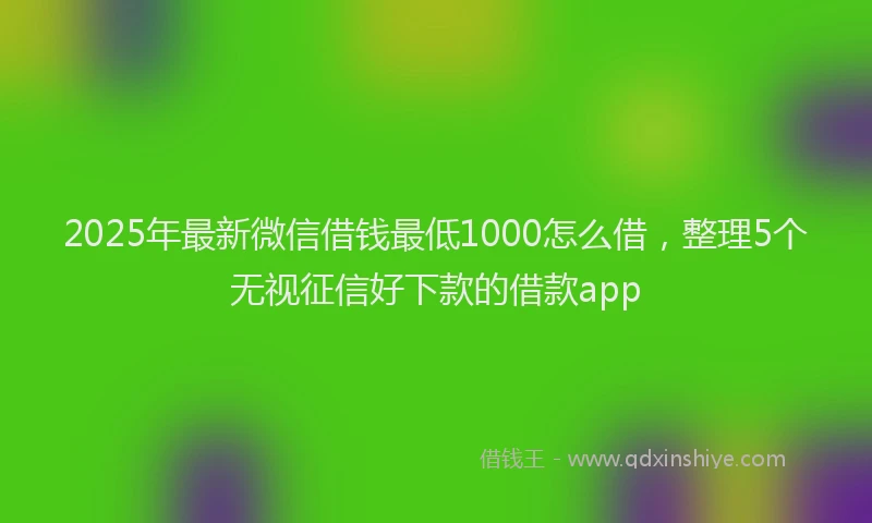2025年最新微信借钱最低1000怎么借，整理5个无视征信好下款的借款app