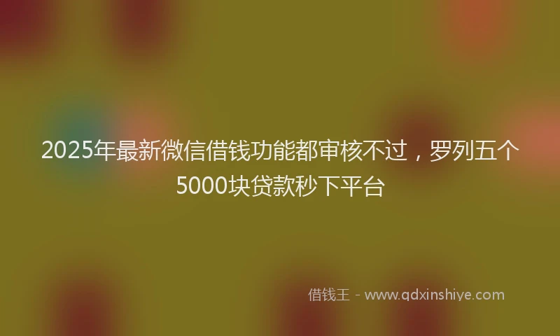 2025年最新微信借钱功能都审核不过，罗列五个5000块贷款秒下平台