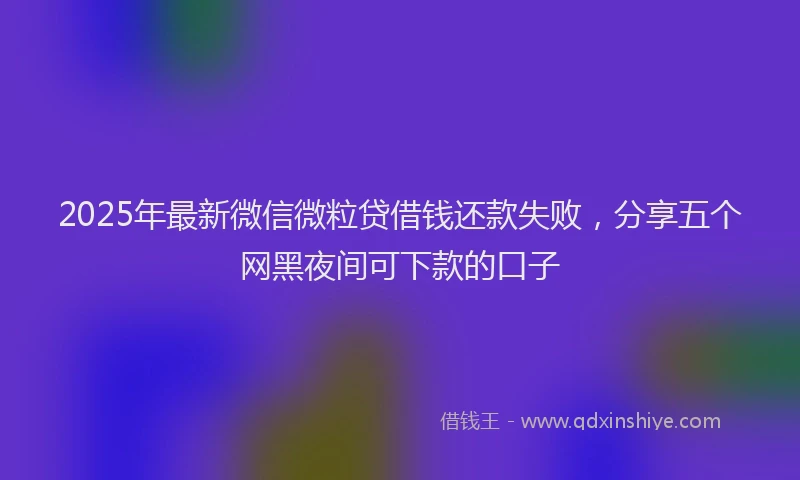 2025年最新微信微粒贷借钱还款失败，分享五个网黑夜间可下款的口子