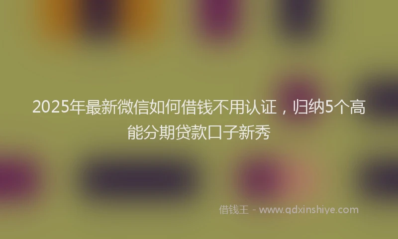 2025年最新微信如何借钱不用认证，归纳5个高能分期贷款口子新秀