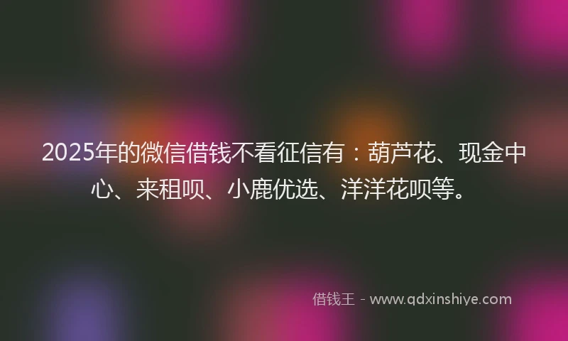2025年的微信借钱不看征信有：葫芦花、现金中心、来租呗、小鹿优选、洋洋花呗等。
