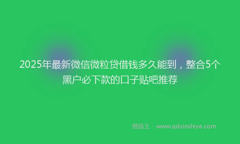 2025年最新微信微粒贷借钱多久能到，整合5个黑户必下款的口子贴吧推荐