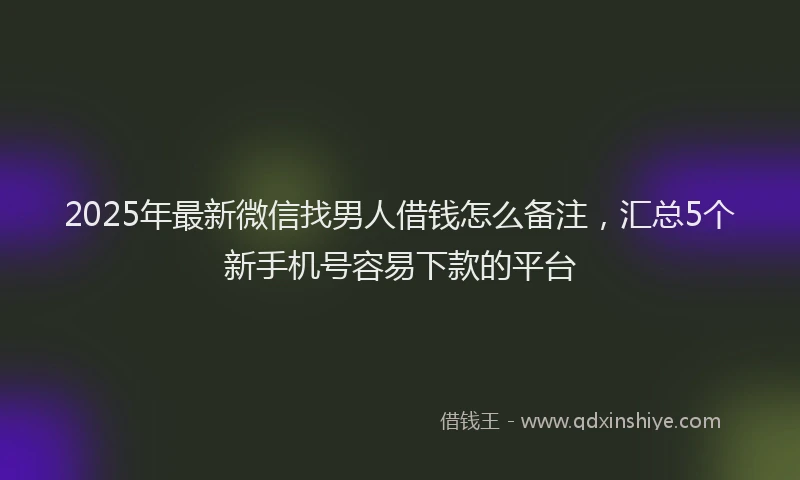 2025年最新微信找男人借钱怎么备注，汇总5个新手机号容易下款的平台