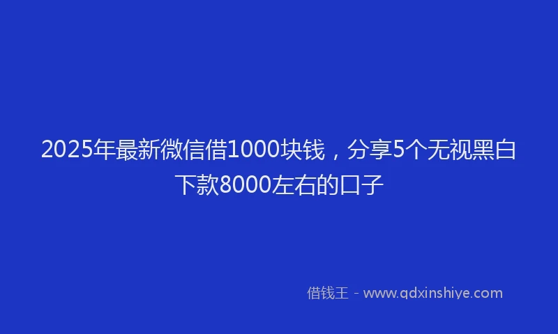 2025年最新微信借1000块钱，分享5个无视黑白下款8000左右的口子