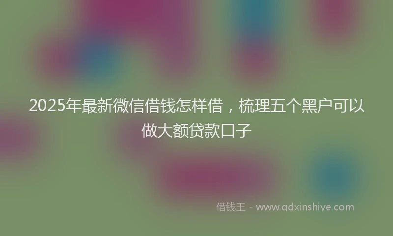 2025年最新微信借钱怎样借，梳理五个黑户可以做大额贷款口子