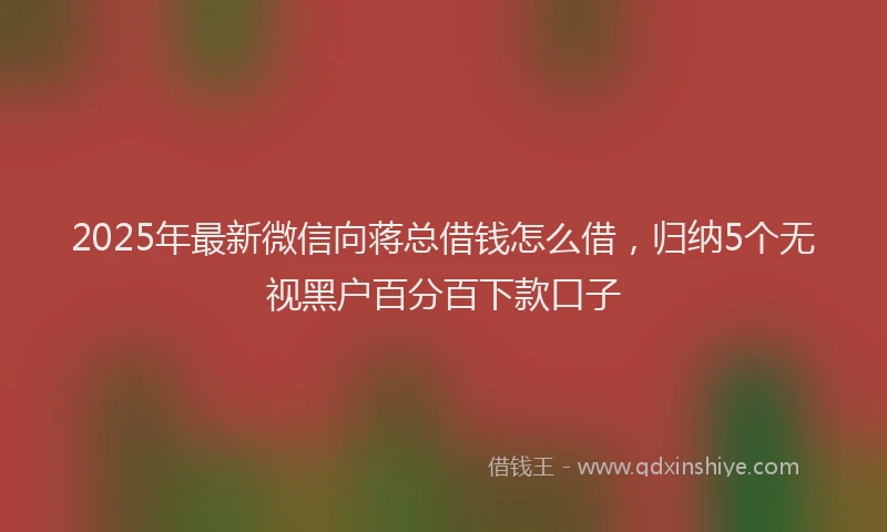 2025年最新微信向蒋总借钱怎么借，归纳5个无视黑户百分百下款口子