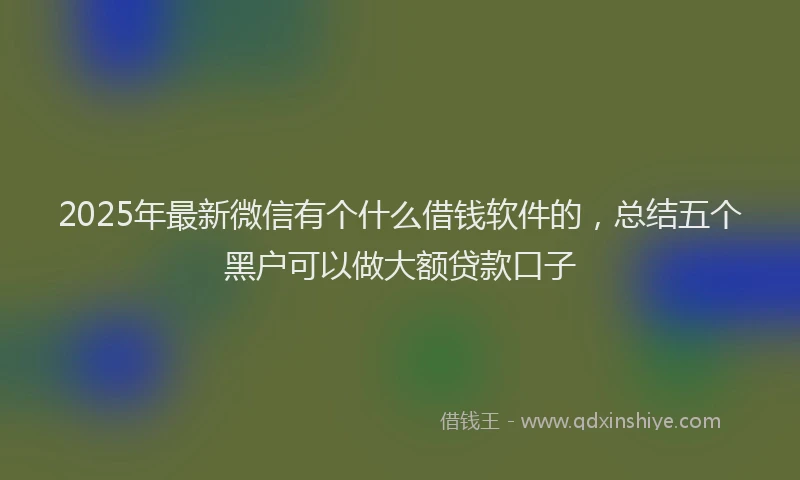 2025年最新微信有个什么借钱软件的，总结五个黑户可以做大额贷款口子