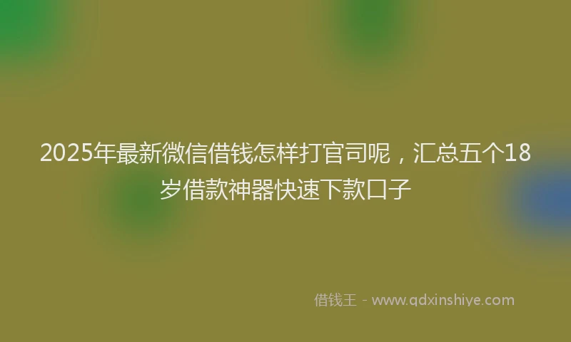 2025年最新微信借钱怎样打官司呢，汇总五个18岁借款神器快速下款口子