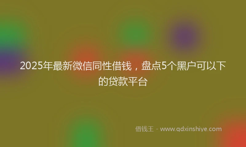 2025年最新微信同性借钱，盘点5个黑户可以下的贷款平台