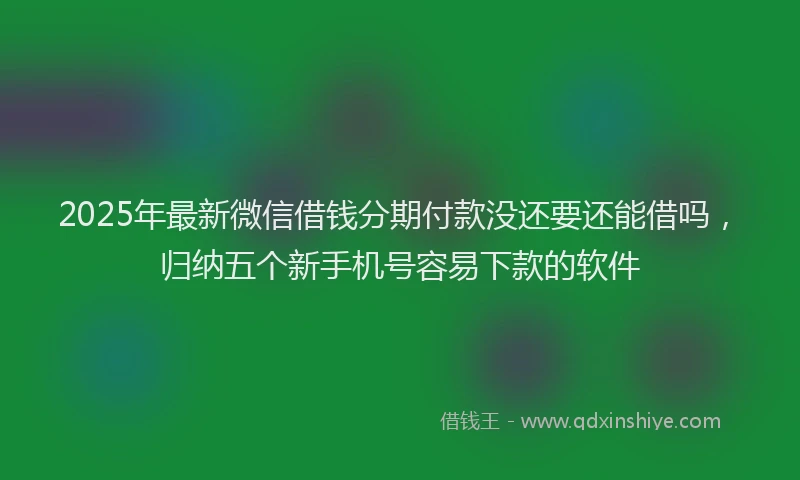 2025年最新微信借钱分期付款没还要还能借吗，归纳五个新手机号容易下款的软件