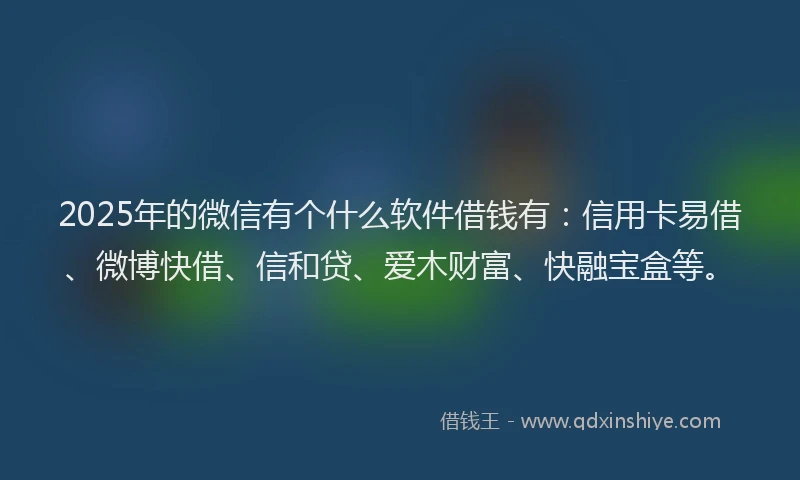 2025年的微信有个什么软件借钱有：信用卡易借、微博快借、信和贷、爱木财富、快融宝盒等。