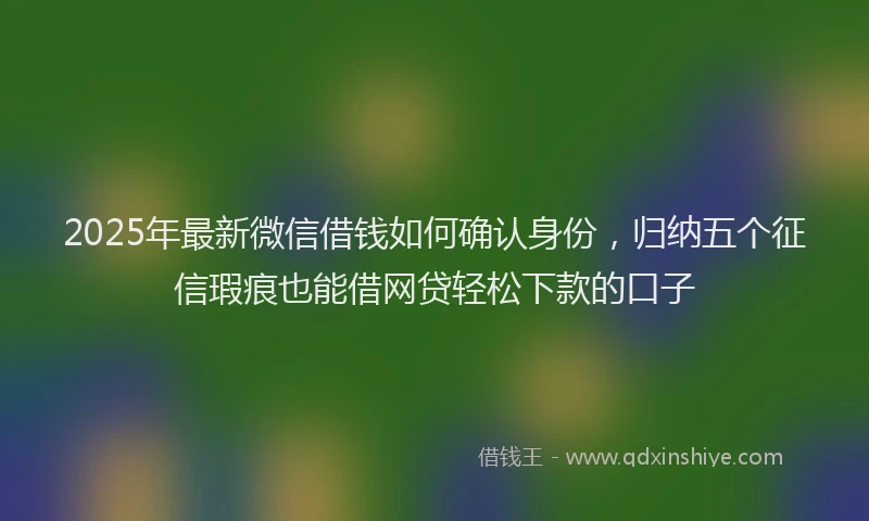2025年最新微信借钱如何确认身份，归纳五个征信瑕疵也能借网贷轻松下款的口子