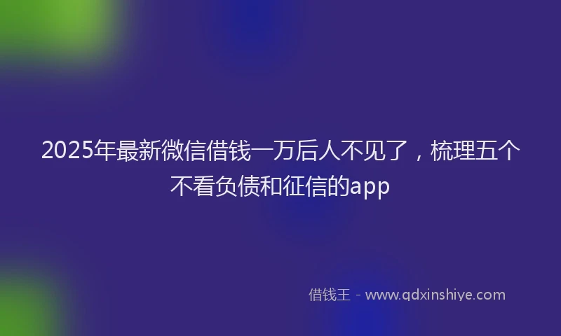 2025年最新微信借钱一万后人不见了，梳理五个不看负债和征信的app