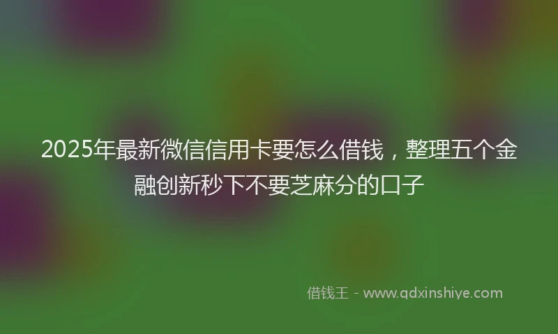 2025年最新微信信用卡要怎么借钱，整理五个金融创新秒下不要芝麻分的口子
