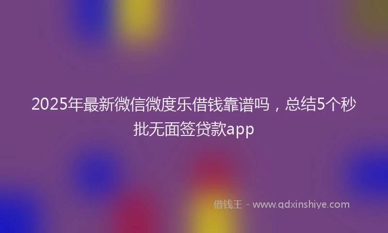 2025年最新微信微度乐借钱靠谱吗，总结5个秒批无面签贷款app