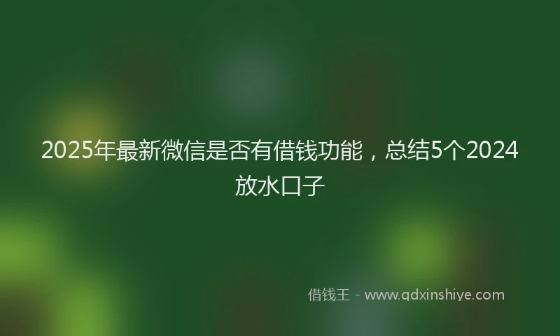 2025年最新微信是否有借钱功能，总结5个2024放水口子