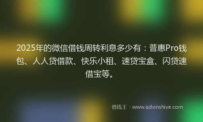 2025年的微信借钱周转利息多少有：普惠Pro钱包、人人贷借款、快乐小租、速贷宝盒、闪贷速借宝等。