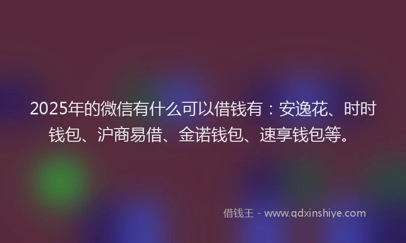 2025年的微信有什么可以借钱有：安逸花、时时钱包、沪商易借、金诺钱包、速享钱包等。