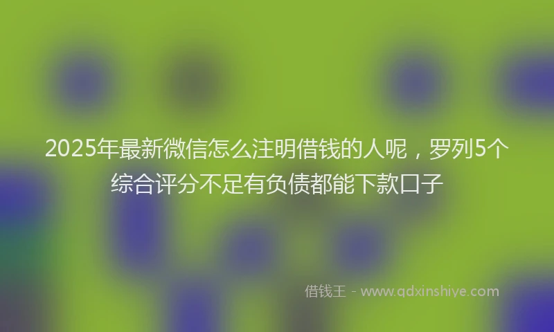 2025年最新微信怎么注明借钱的人呢，罗列5个综合评分不足有负债都能下款口子