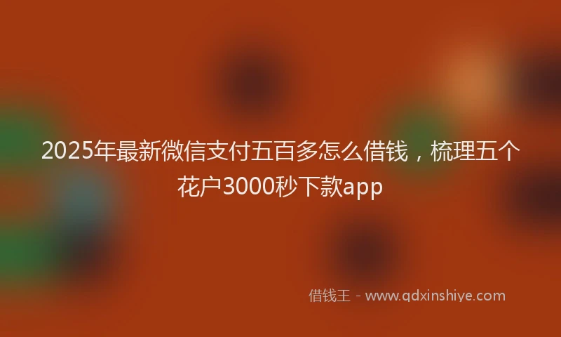 2025年最新微信支付五百多怎么借钱，梳理五个花户3000秒下款app