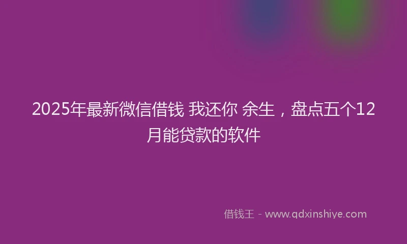 2025年最新微信借钱 我还你 余生，盘点五个12月能贷款的软件