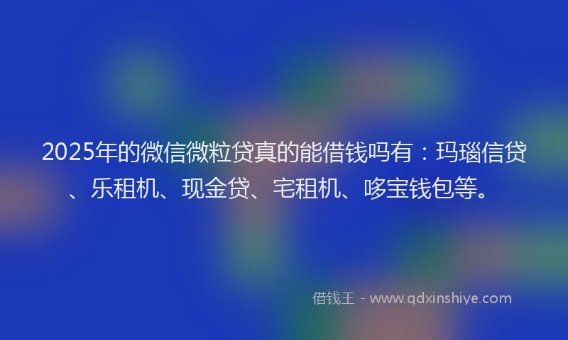 2025年的微信微粒贷真的能借钱吗有：玛瑙信贷、乐租机、现金贷、宅租机、哆宝钱包等。