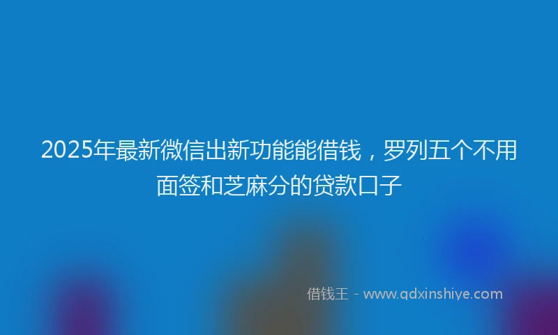 2025年最新微信出新功能能借钱，罗列五个不用面签和芝麻分的贷款口子
