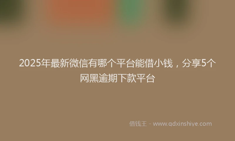 2025年最新微信有哪个平台能借小钱，分享5个网黑逾期下款平台