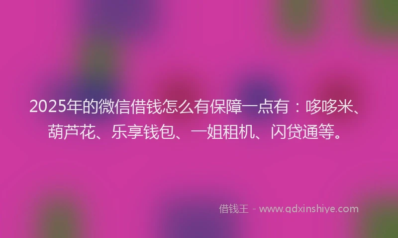 2025年的微信借钱怎么有保障一点有：哆哆米、葫芦花、乐享钱包、一姐租机、闪贷通等。