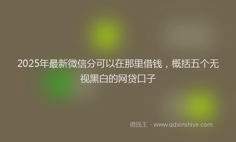 2025年最新微信分可以在那里借钱，概括五个无视黑白的网贷口子