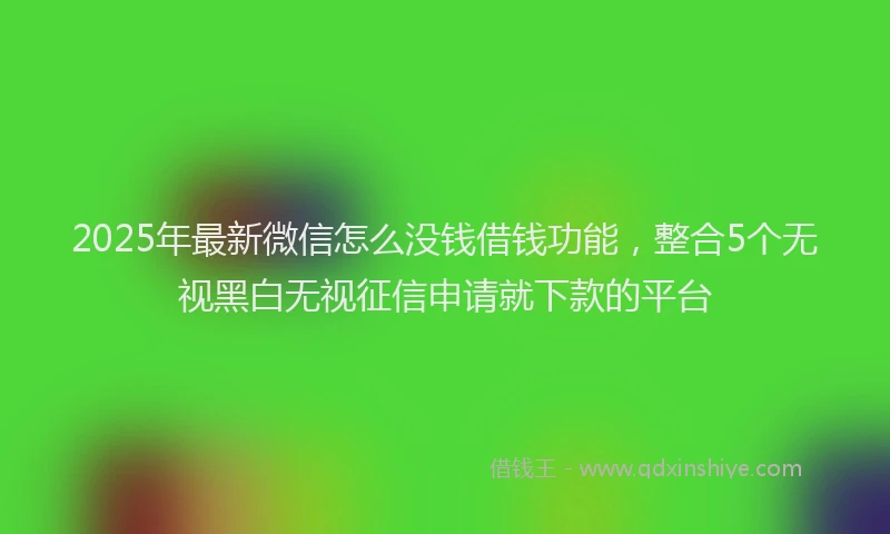 2025年最新微信怎么没钱借钱功能，整合5个无视黑白无视征信申请就下款的平台