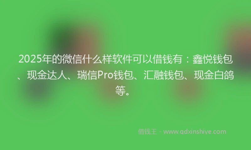 2025年的微信什么样软件可以借钱有：鑫悦钱包、现金达人、瑞信Pro钱包、汇融钱包、现金白鸽等。