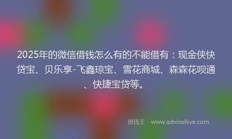 2025年的微信借钱怎么有的不能借有：现金侠快贷宝、贝乐享-飞鑫琼宝、雪花商城、森森花呗通、快捷宝贷等。