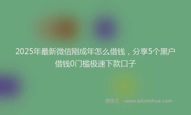 2025年最新微信刚成年怎么借钱，分享5个黑户借钱0门槛极速下款口子
