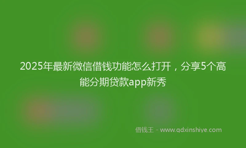 2025年最新微信借钱功能怎么打开，分享5个高能分期贷款app新秀