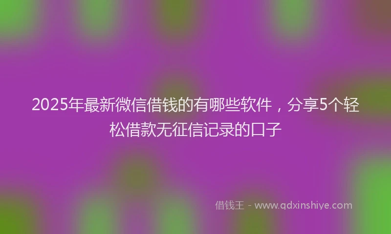2025年最新微信借钱的有哪些软件，分享5个轻松借款无征信记录的口子
