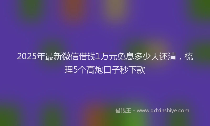 2025年最新微信借钱1万元免息多少天还清，梳理5个高炮口子秒下款